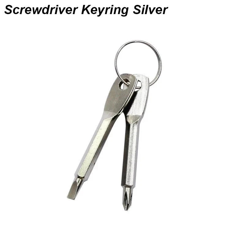 Mini Pocket Screwdriver Keychain Set - Portable Repair Tool with Phillips & Slotted Bits