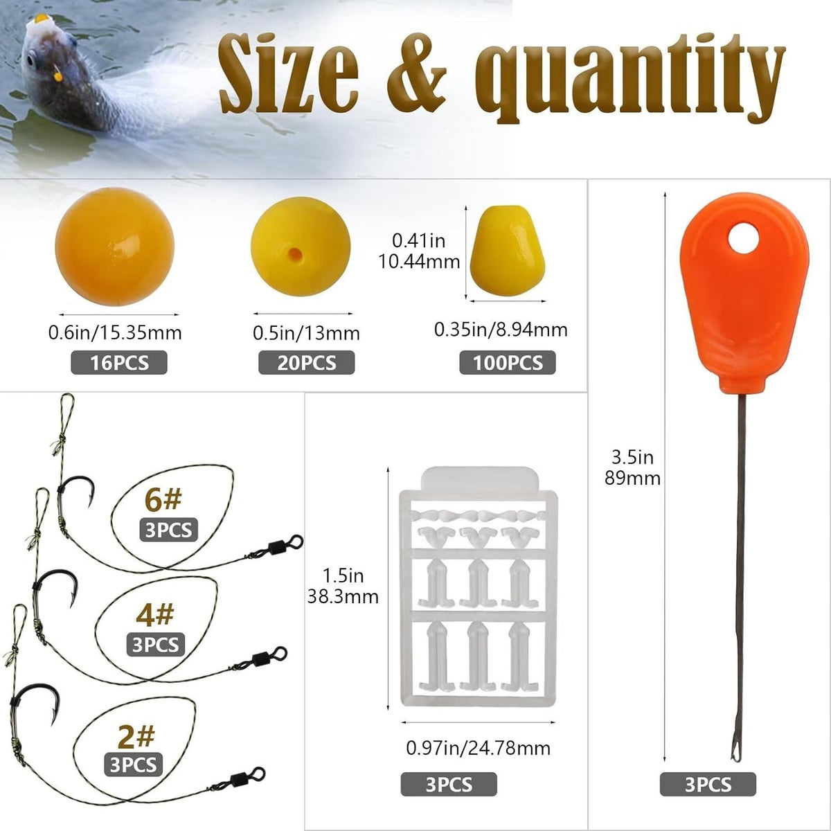 Carp Hair Rig Kit with Hooks, Bait & Accessories - All Sizes Included