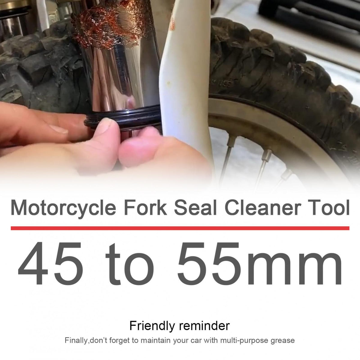 Motorcycle Fork Seal Cleaner Tool 45-55mm Shock Absorber Oil Cleaning