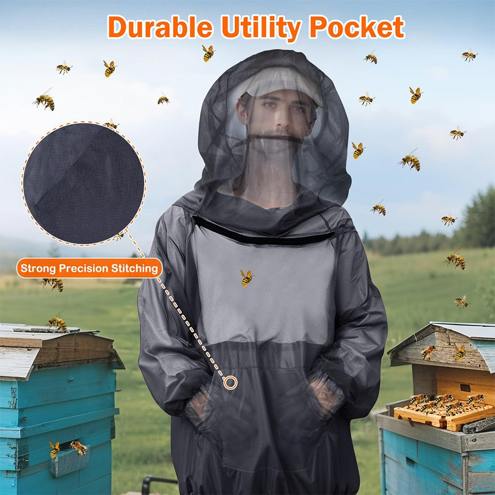 Mosquito Jacket with Hood and Mitts for Outdoor Camping Gardening - Bug Netting Clothing