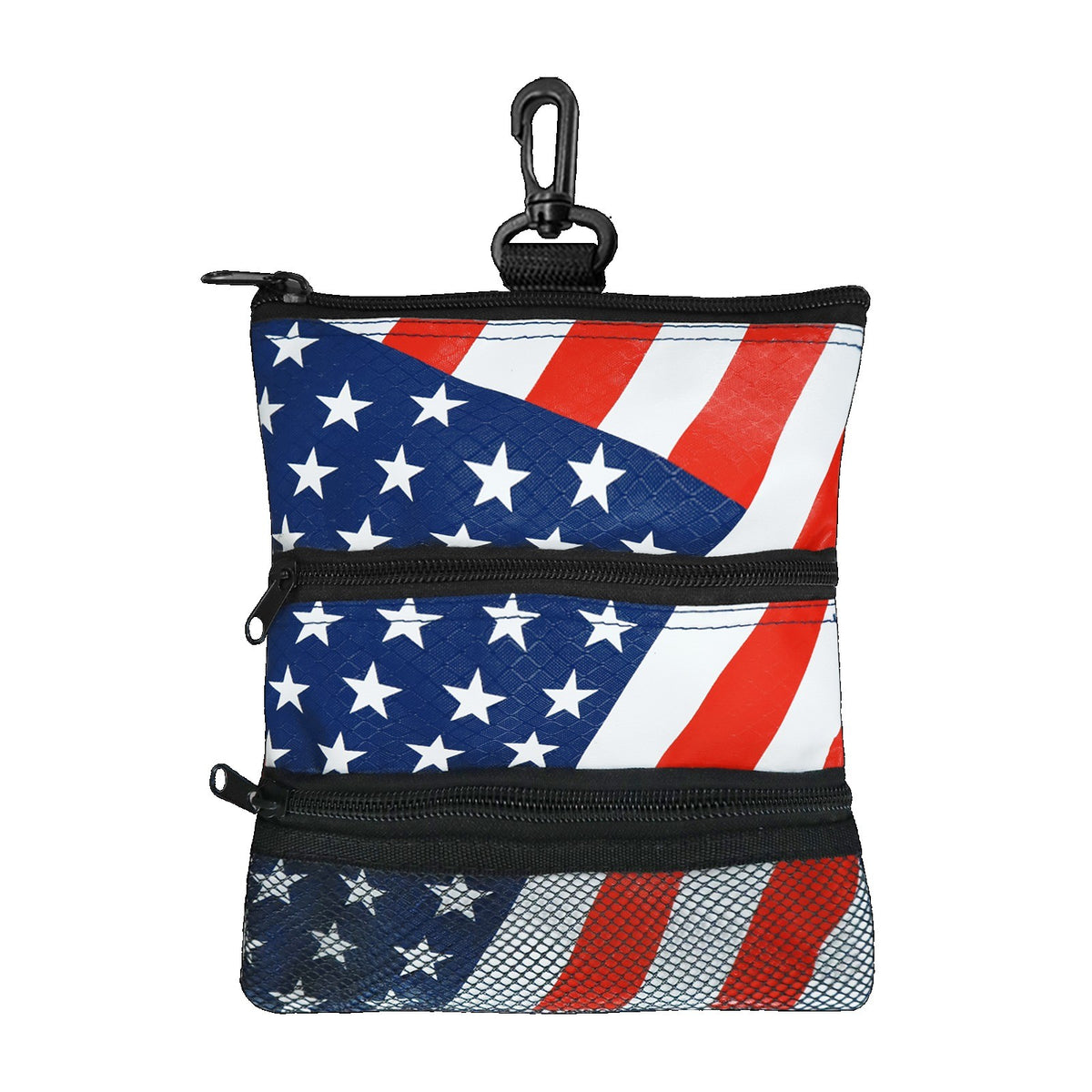 Golf Bag Valuables Pouch with Multiple Pockets and Zipper Hook - Portable Golf Accessory