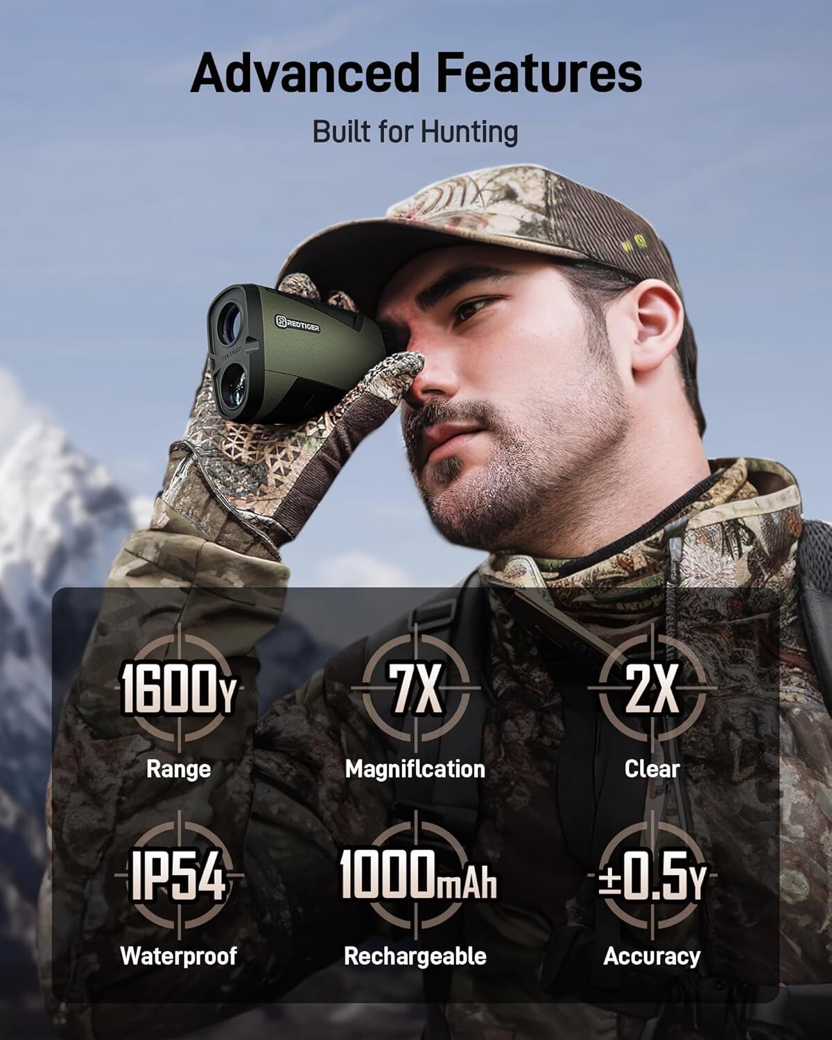 Laser Range Finder for Hunting 1600 Yards 7X Magnification
