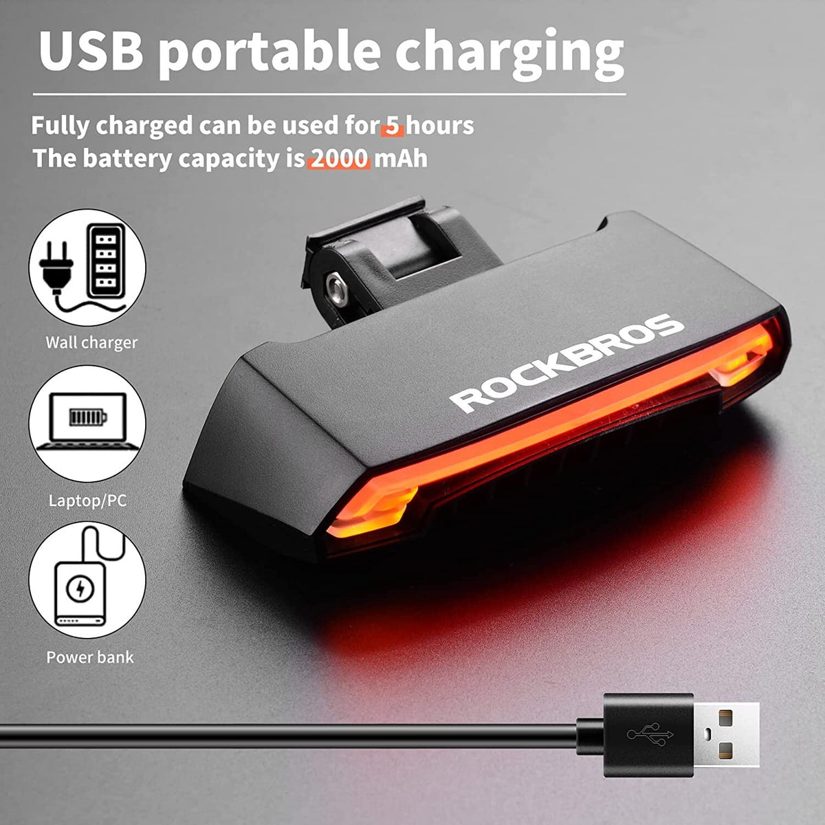 Bike Tail Light with Remote Control Waterproof Safety Signal