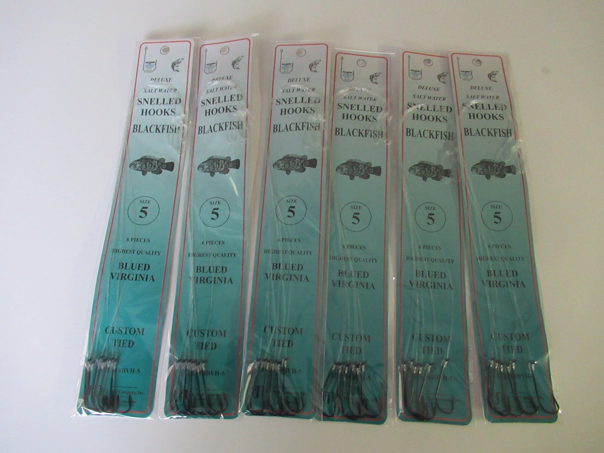 Snelled Fishing Hooks Set - Virginia Blued Blackfish Leader Rigs for Saltwater Fishing