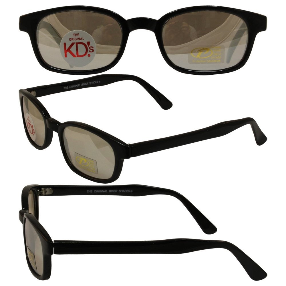 Motorcycle Sunglasses with Clear Mirror Lenses & Pouch - Biker Eyewear