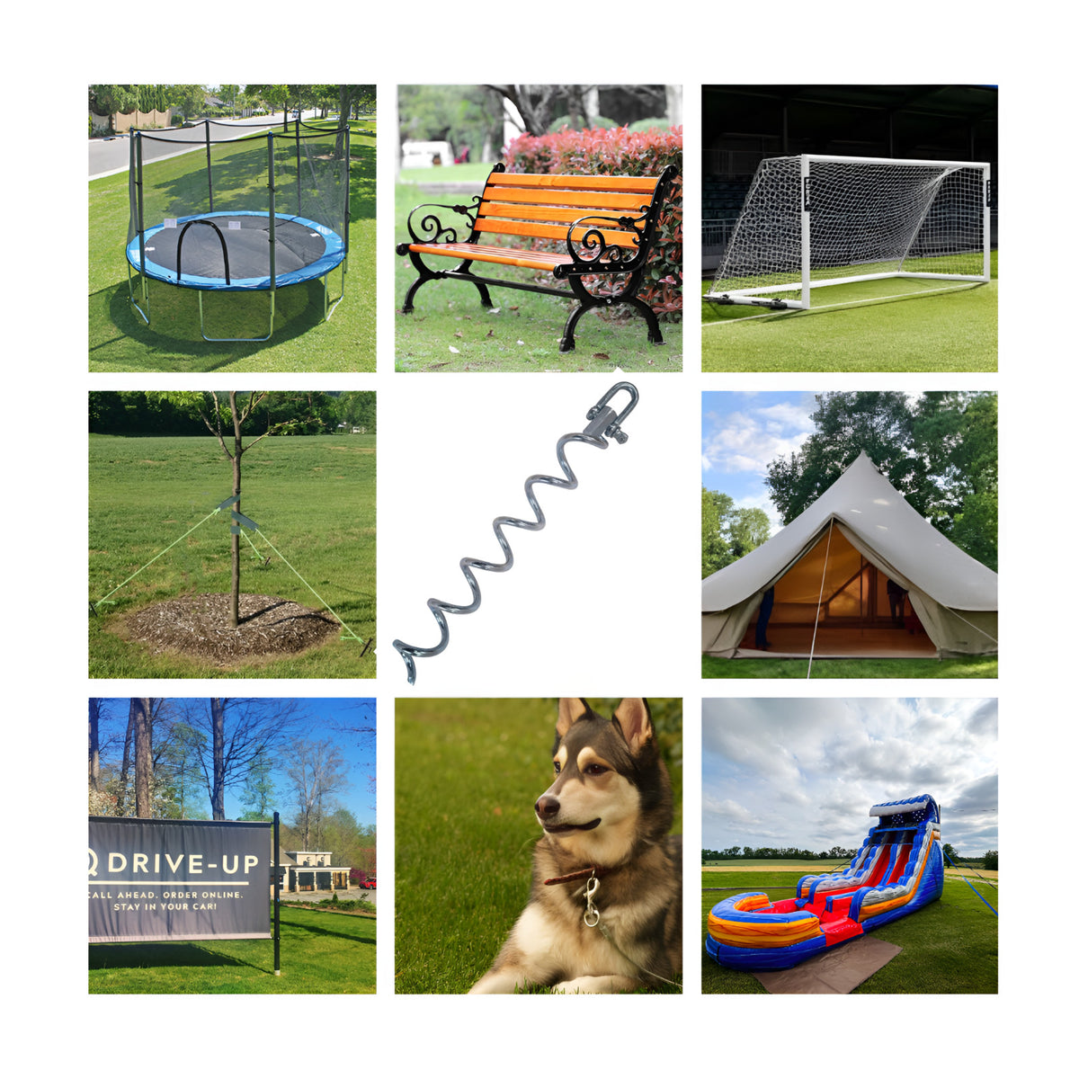 Ground Anchors for Tent Canopy Trampoline Soccer Goals - Heavy Duty Ground Stakes