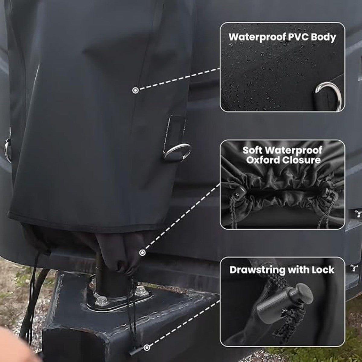 Waterproof RV Electric Tongue Jack Cover Universal Trailer Jack Protector