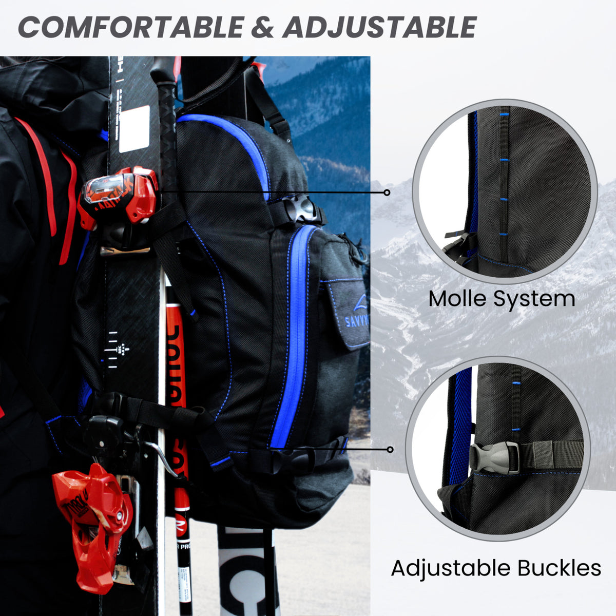 50L Ski Snowboard Boot Backpack Waterproof Gear Bag with Helmet Gloves & Goggles Storage
