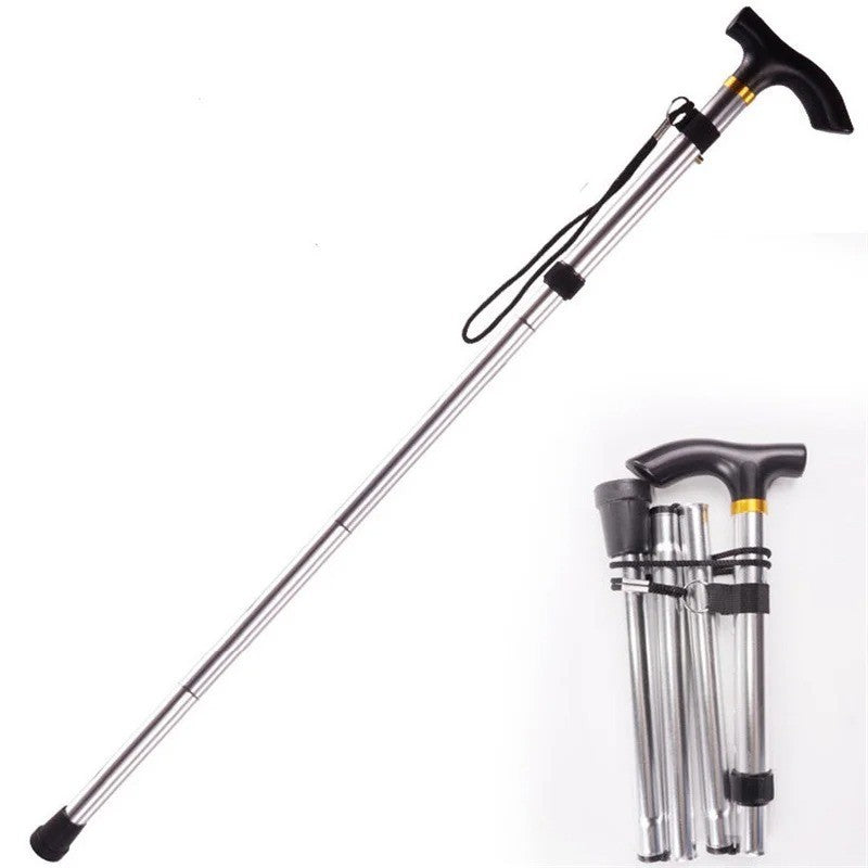 Adjustable Collapsible Aluminum Walking Cane - Folding Travel Stick with Rubber Tip