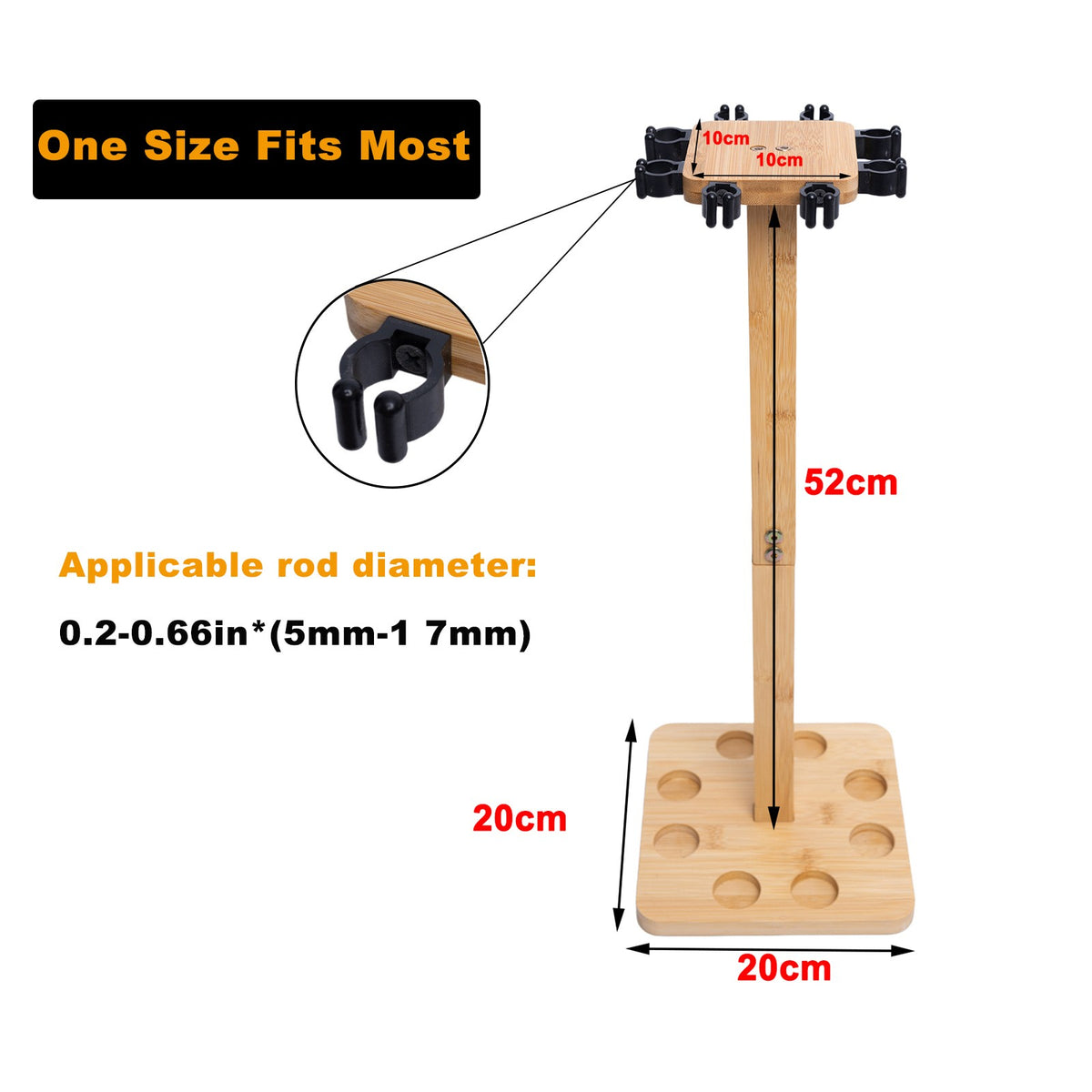 Wooden Fishing Rod Storage Rack for 8 Rods - Stable Floor Stand Organizer