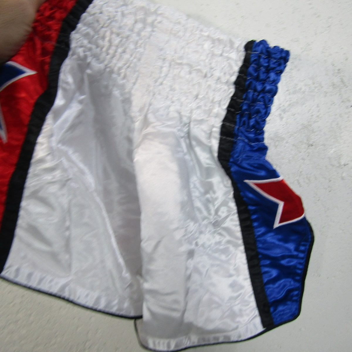 Muay Thai Boxing Shorts White Red Blue Star Kickboxing MMA Training XS