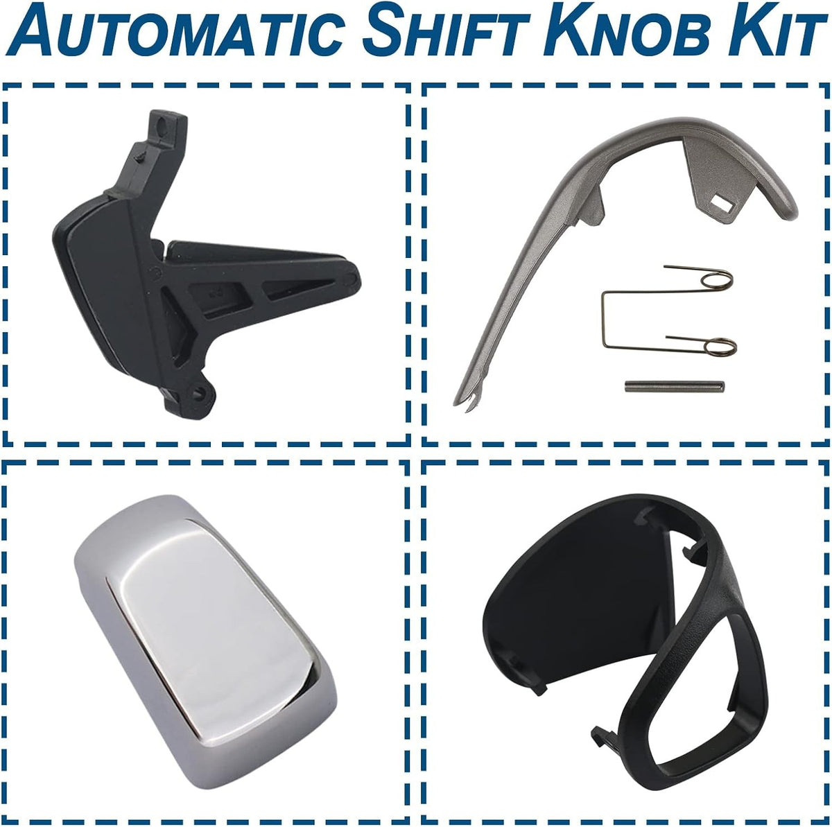 Automatic Shift Knob Kit Compatible with Chevy Sonic 2012-2016 - Silver Metal