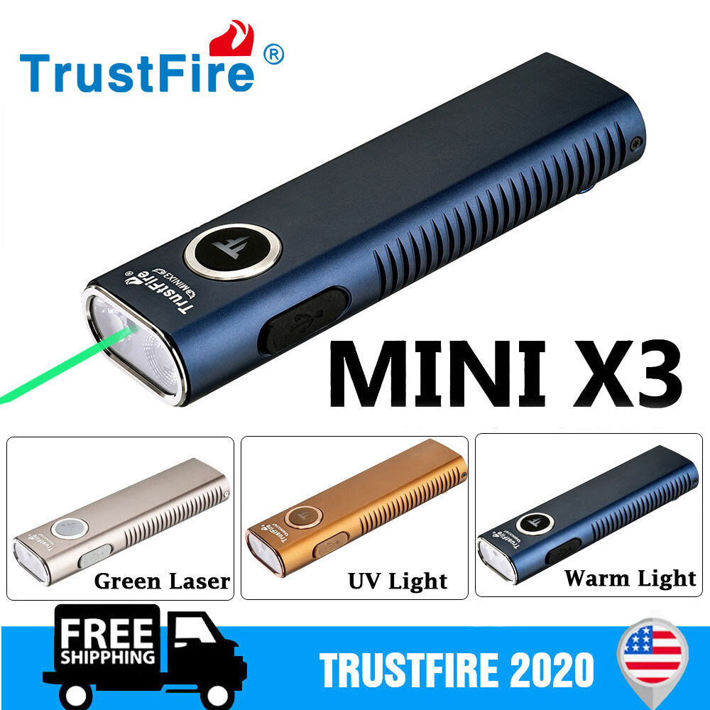 TrustFire Pro Flat EDC Flashlight with LED, UV, and Laser - Small Powerful Light