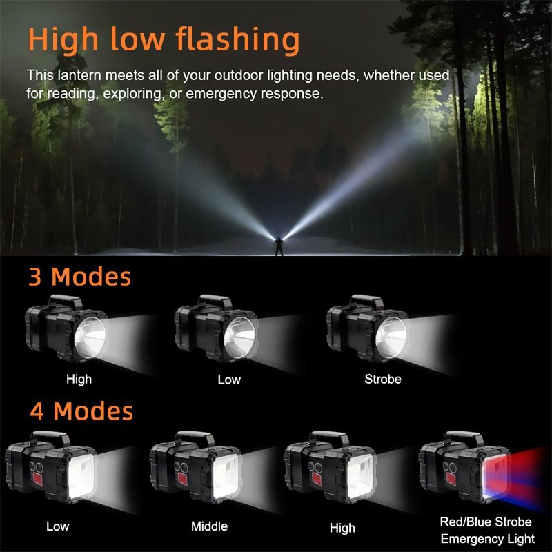 Rechargeable LED Searchlight Flashlight Portable Handheld Spotlight 100000LM
