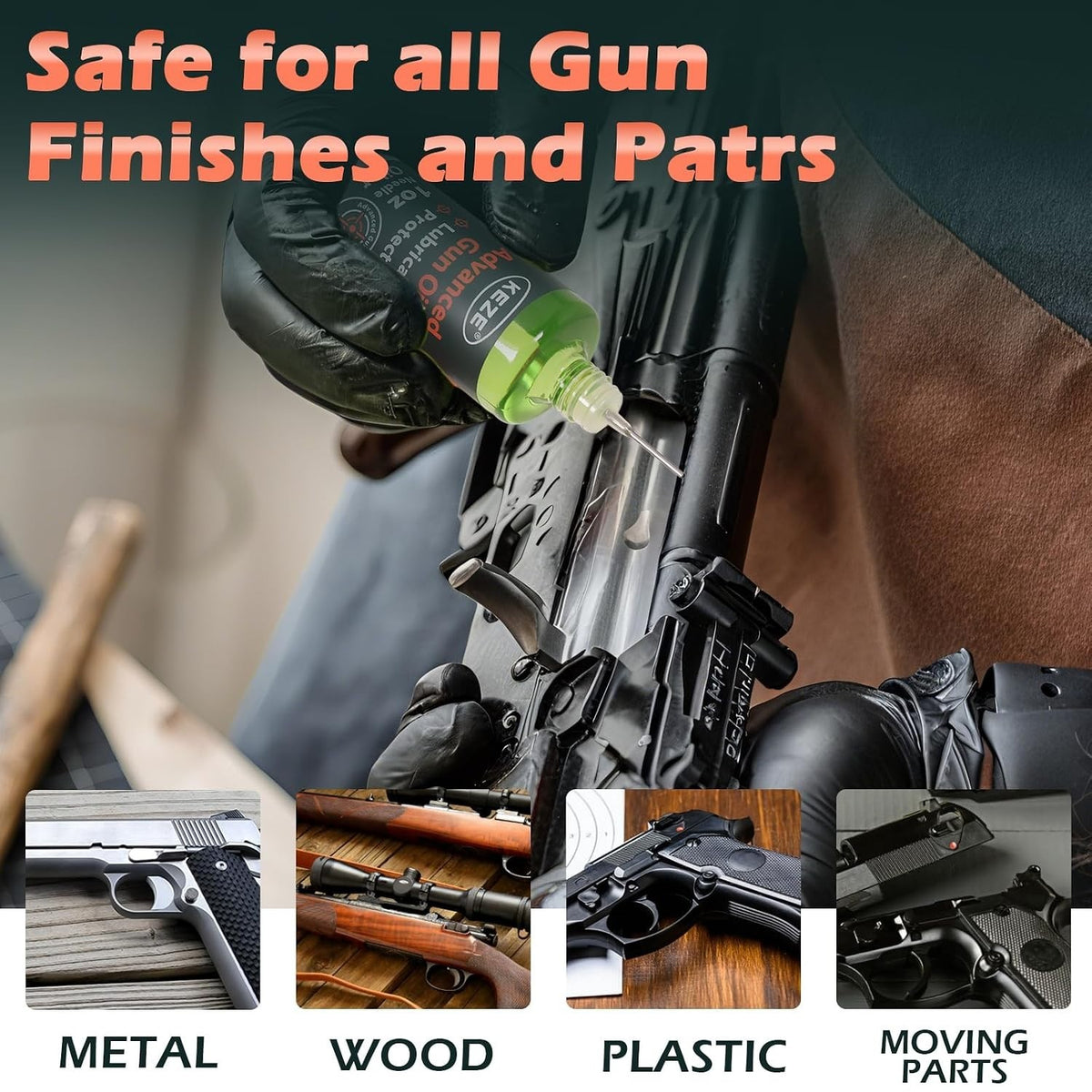 Gun Cleaner and Lubricant Kit - 4-in-1 Universal Spray & Oil for Firearms