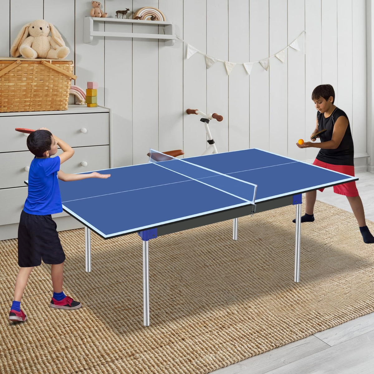 Mid-Size Ping Pong Conversion Top 9 ft - 12mm MDF, Blue, No Assembly
