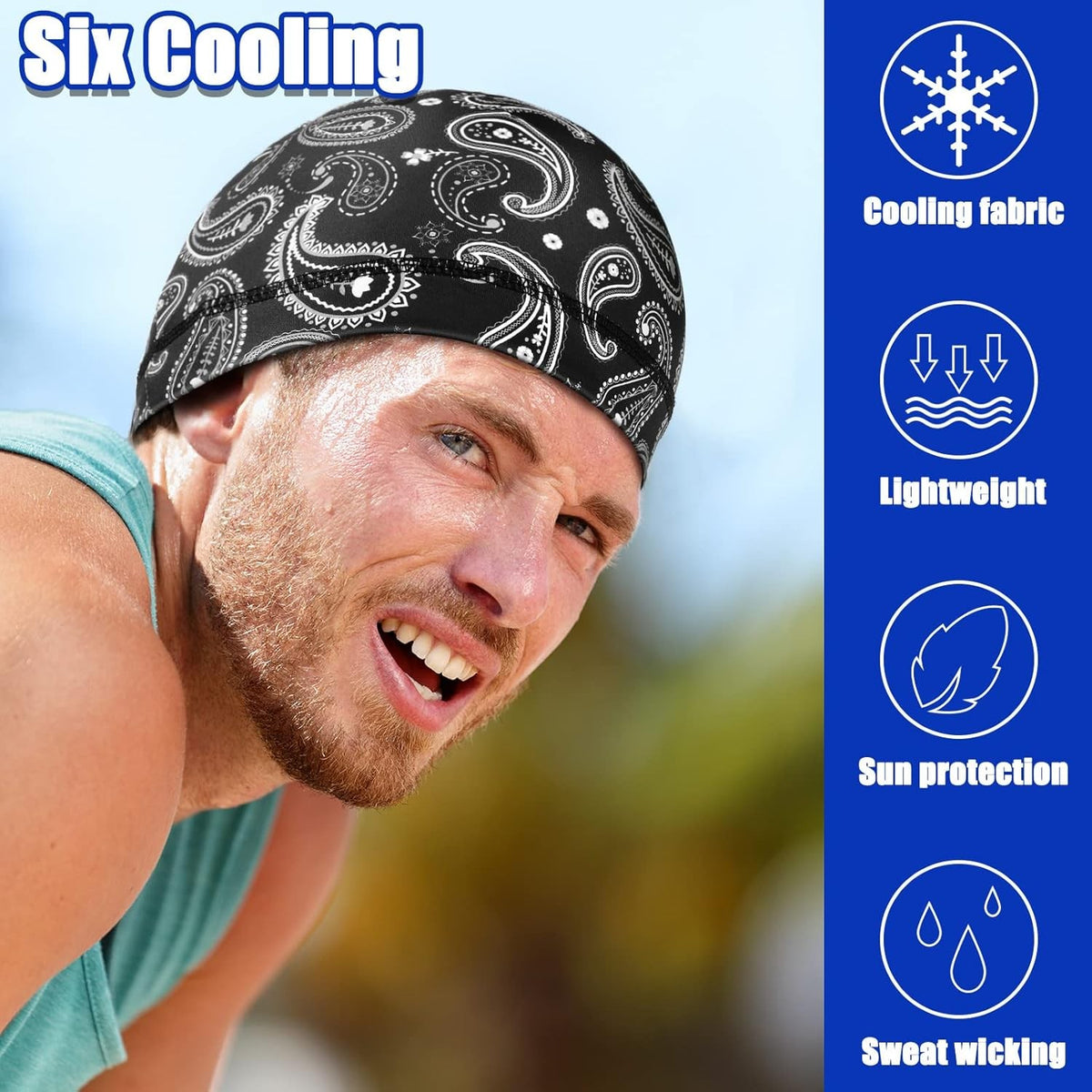 Cooling Skull Cap Helmet Liner - Sweat-Wicking Beanie for Men Women