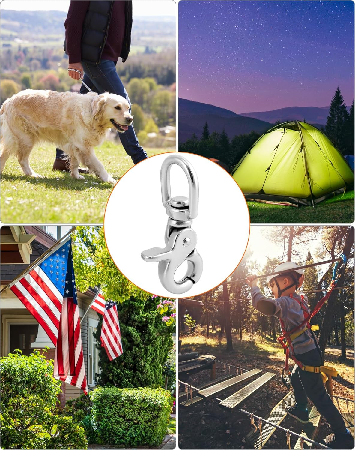 Marine Grade Stainless Steel Swivel Trigger Snap Hook 4 Pack - 2.56" Heavy Duty Clips