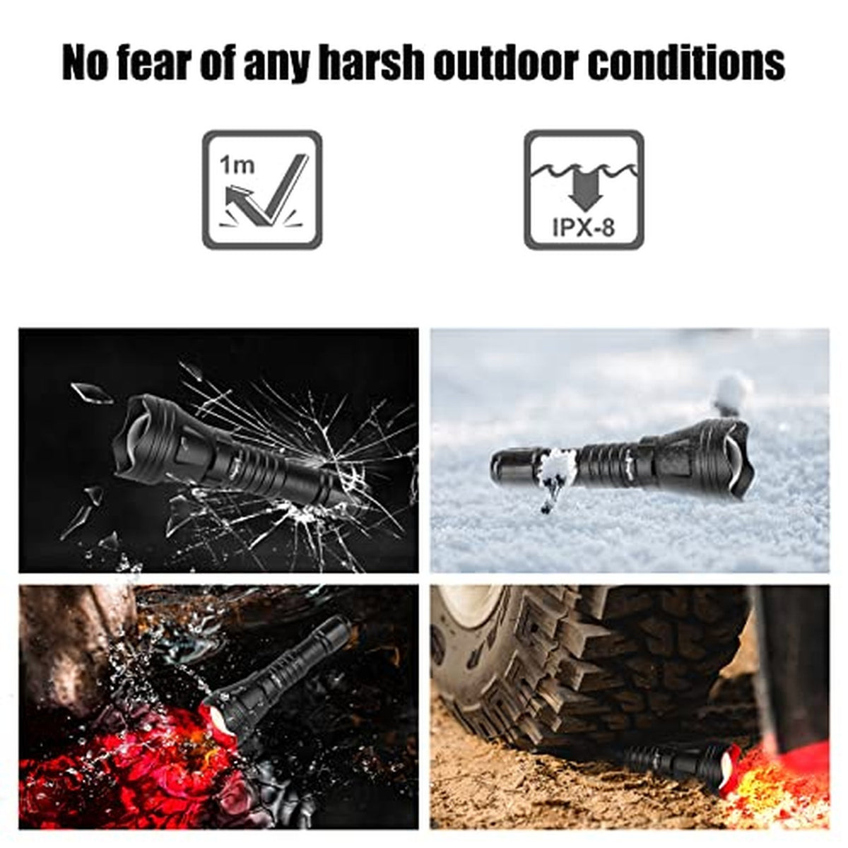 Long Range Red Light Flashlight for Night Hunting - Zoomable, Weatherproof LED