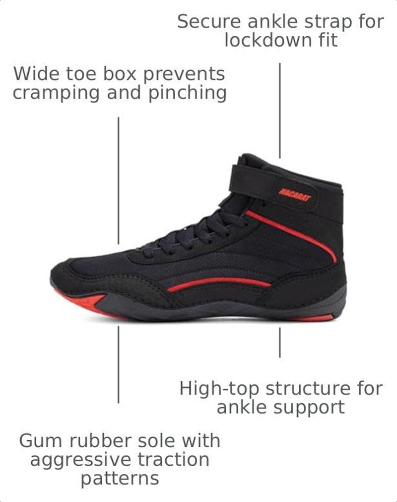 Men's Wrestling Shoes High Top Boxing Boots & Weightlifting Sneakers