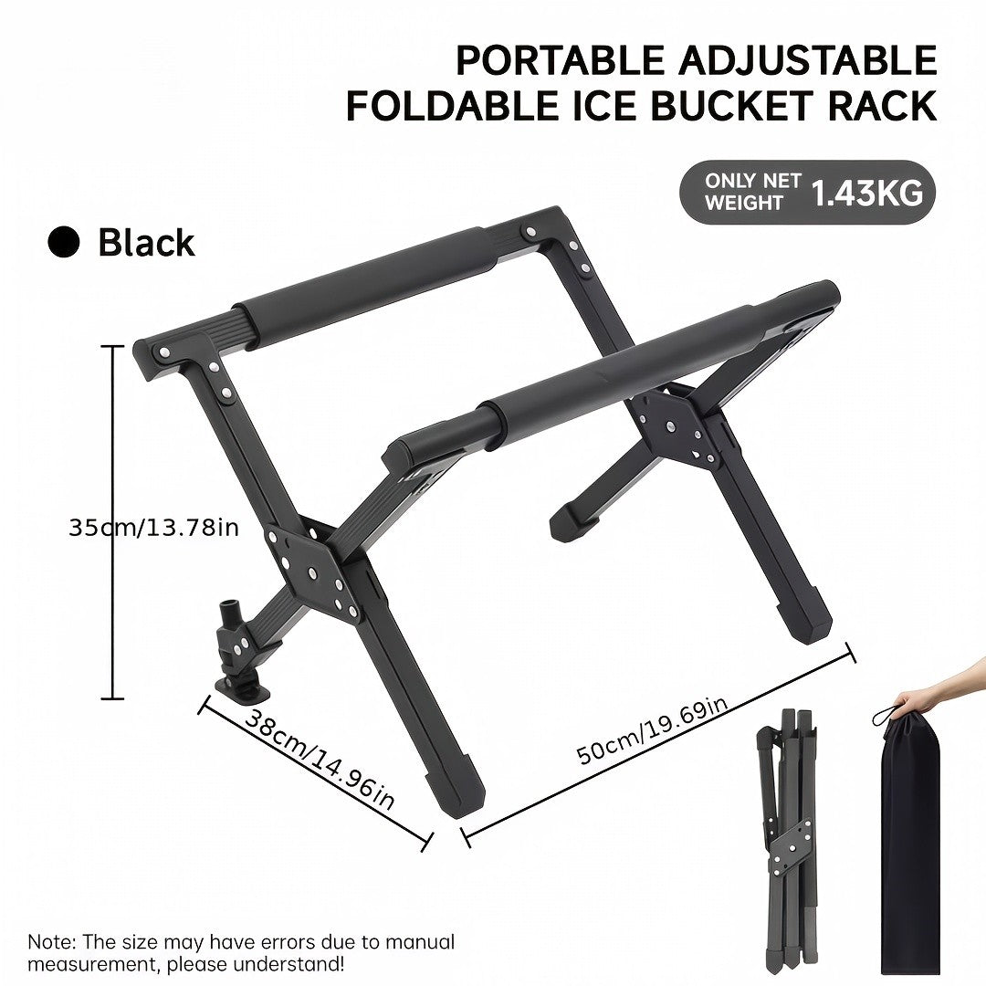 Heavy-Duty Aluminum Alloy Ice Bucket Rack with Non-Slip Base | Collapsible Outdoor Cooler Stand