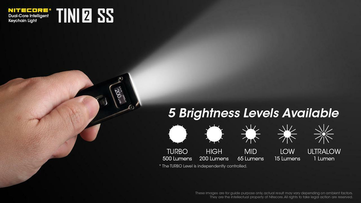 LED Keychain Light 500 Lumens Stainless Steel Rechargeable USB-C