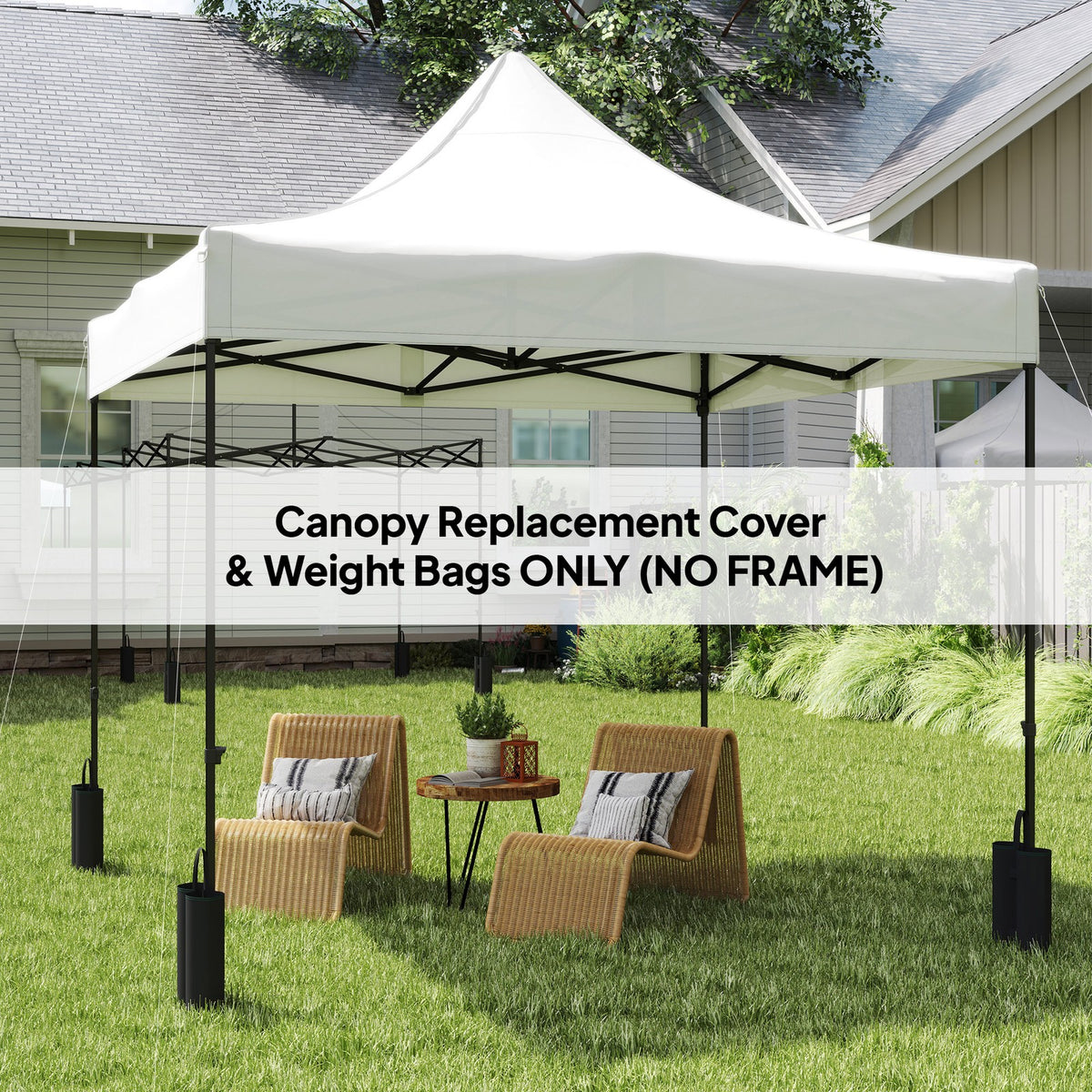10x10 Pop Up Canopy Replacement Top with Weight Bags - White