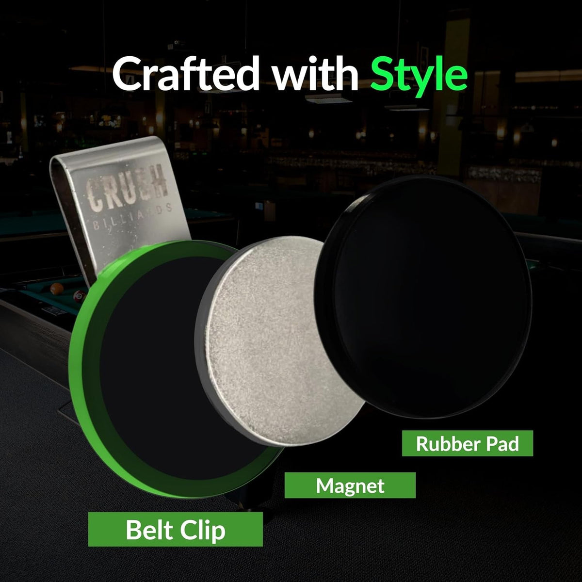 Ultra-Grip Magnetic Chalk Holder Clip Belt Clip for Billiards – 3-in-1, Neodymium Magnet