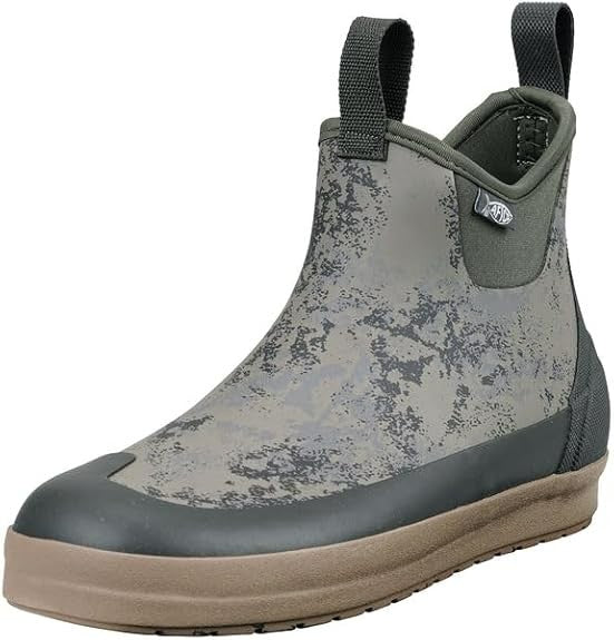 AFTCO Ankle Deck Fishing Boots - Green Acid Camo, Waterproof, Non-Slip, Size 9