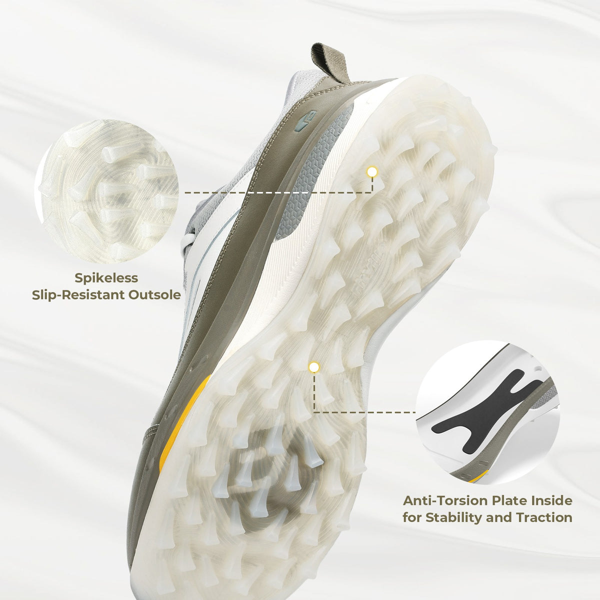 Men's Spikeless Golf Shoes Wide Fit Arch Support Waterproof Breathable Easy-On