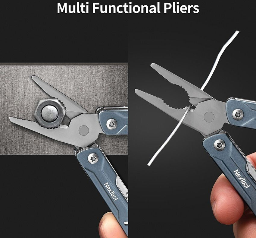 Mini Sailor Pliers Multi-Tool with Blue Aluminum Handles - 9 Tools