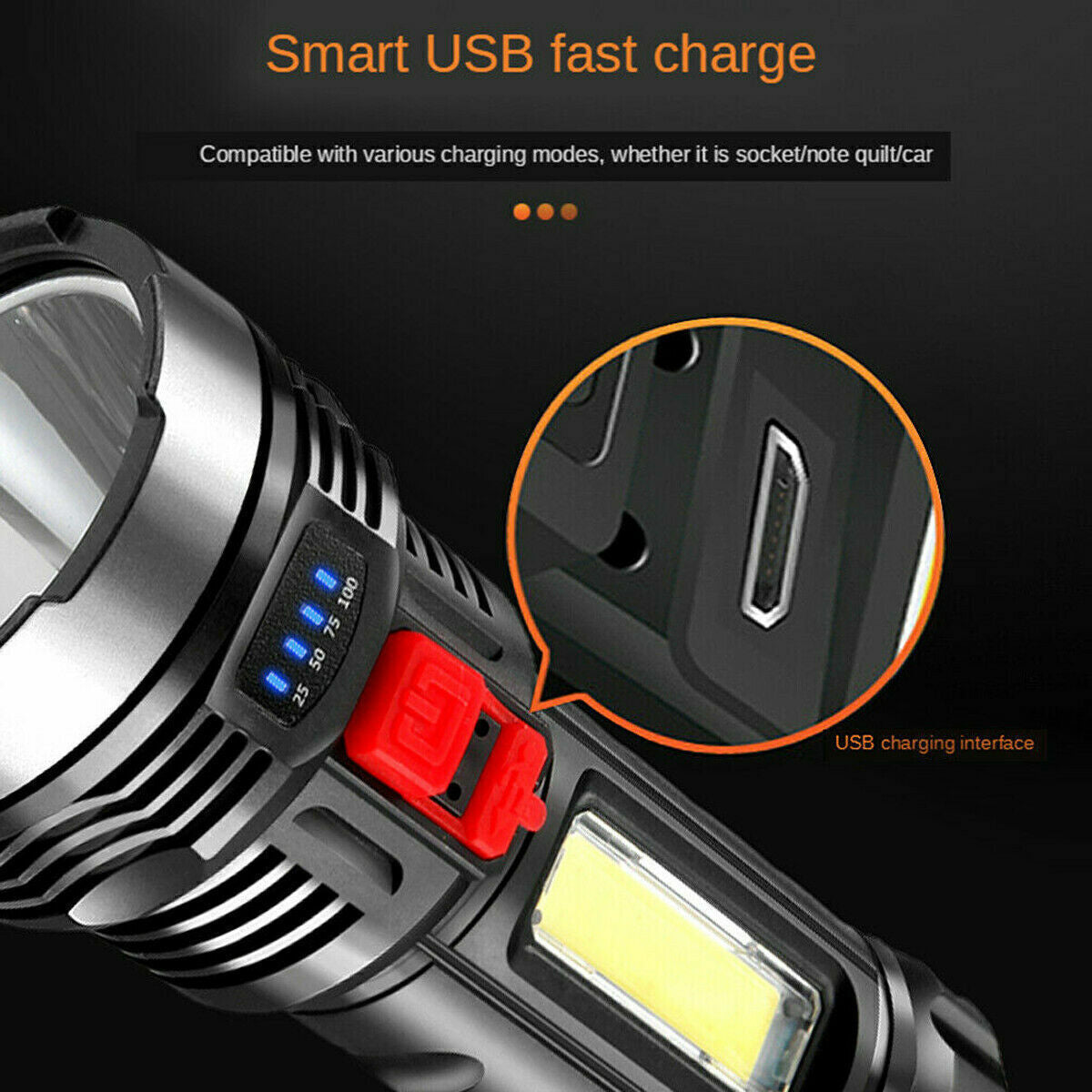 High Power 990000000 Lumen LED Flashlight Rechargeable Torch Outdoor Lamp