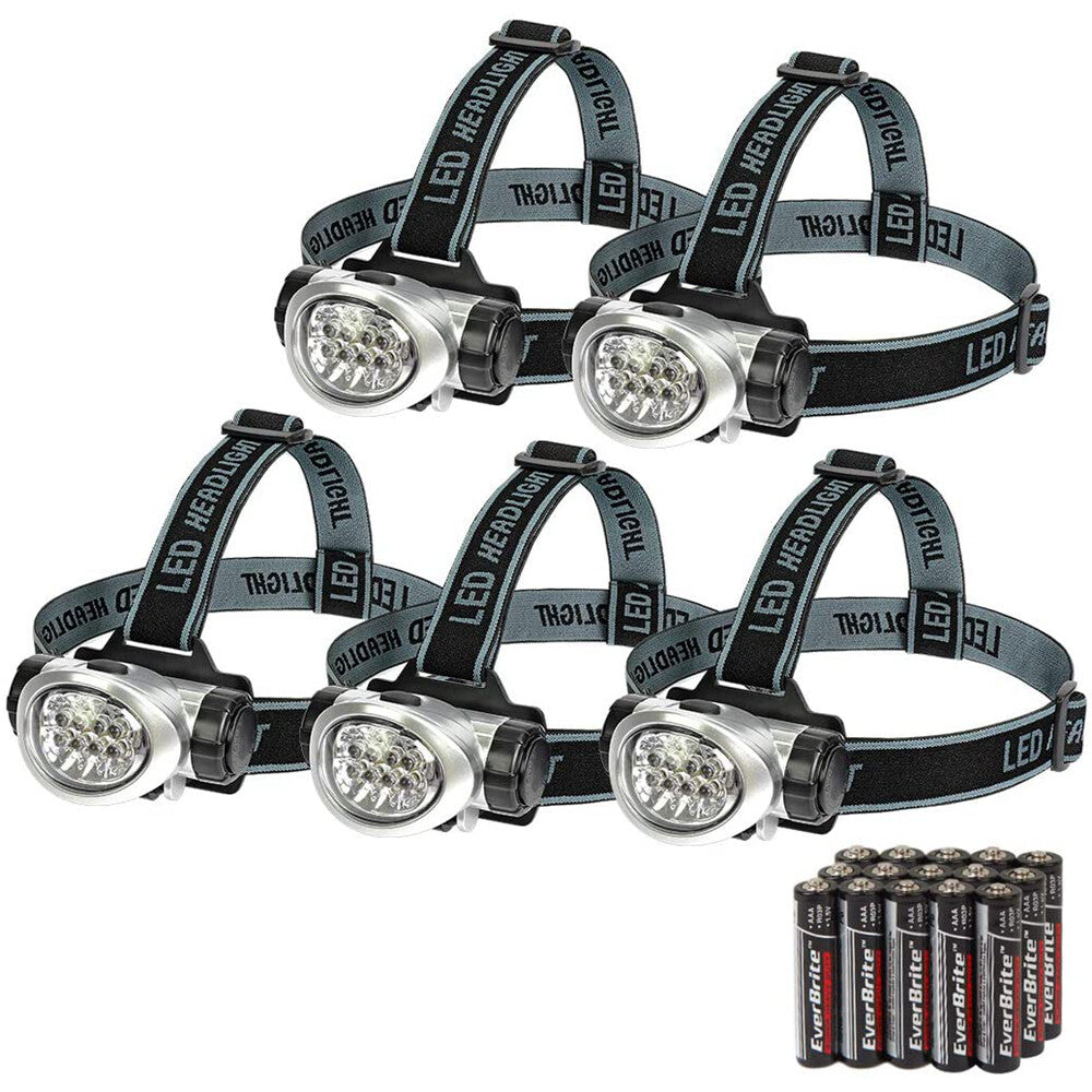 LED Headlamp 5-Pack Pivoting Headlights with 4 Modes, Adjustable Strap