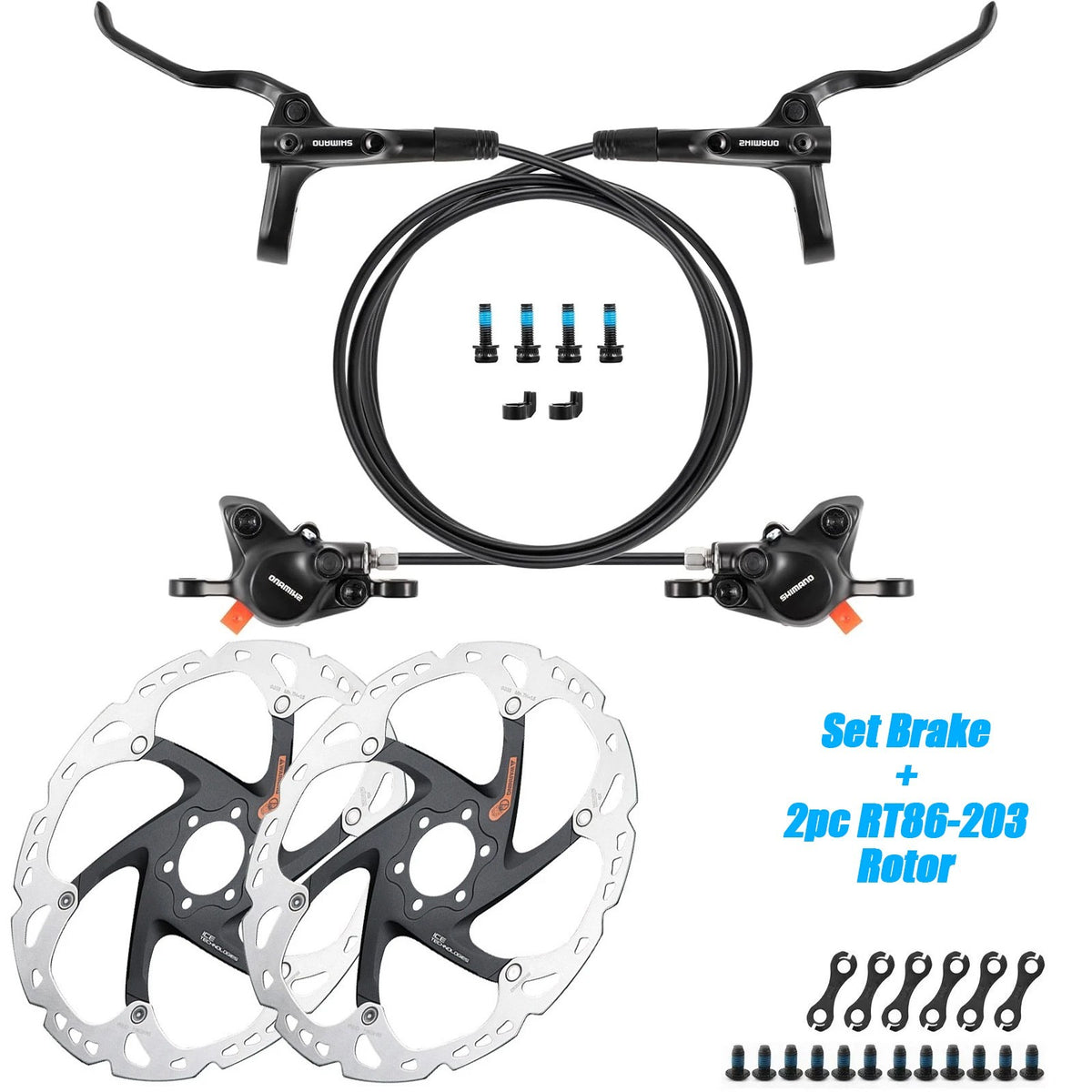 Hydraulic Bicycle Disc Brake Set with Rotors - Compatible with Front & Rear