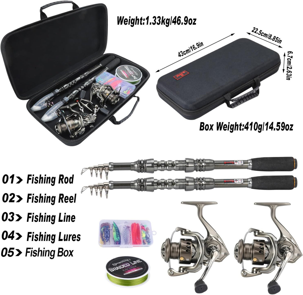 Telescopic Fishing Rod and Reel Combo – 5.9FT Spinning Carbon Fiber Set