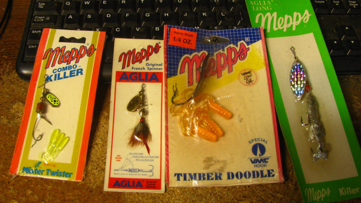 NOS Mepps Aglia Lures Set of 4 Fishing Baits - Vintage Hard-to-Find