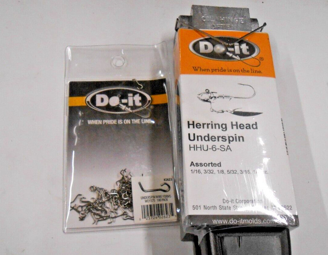 Herring Head Underspin Mold Set - 1/16 to 1/4 oz with Wire Forms, 100 pcs