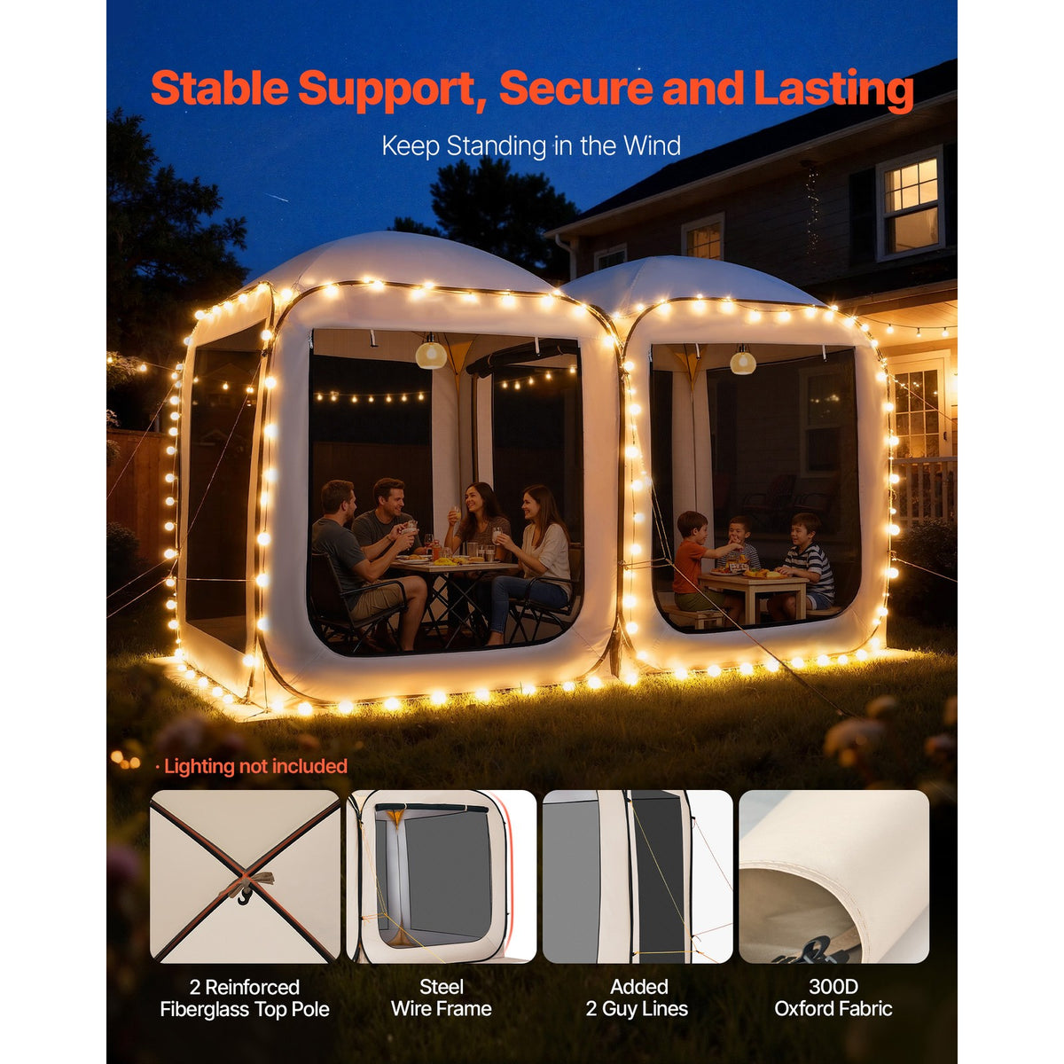 12 x 6 ft Pop-Up Screen House Tent with Carry Bag for Camping Outdoor Use