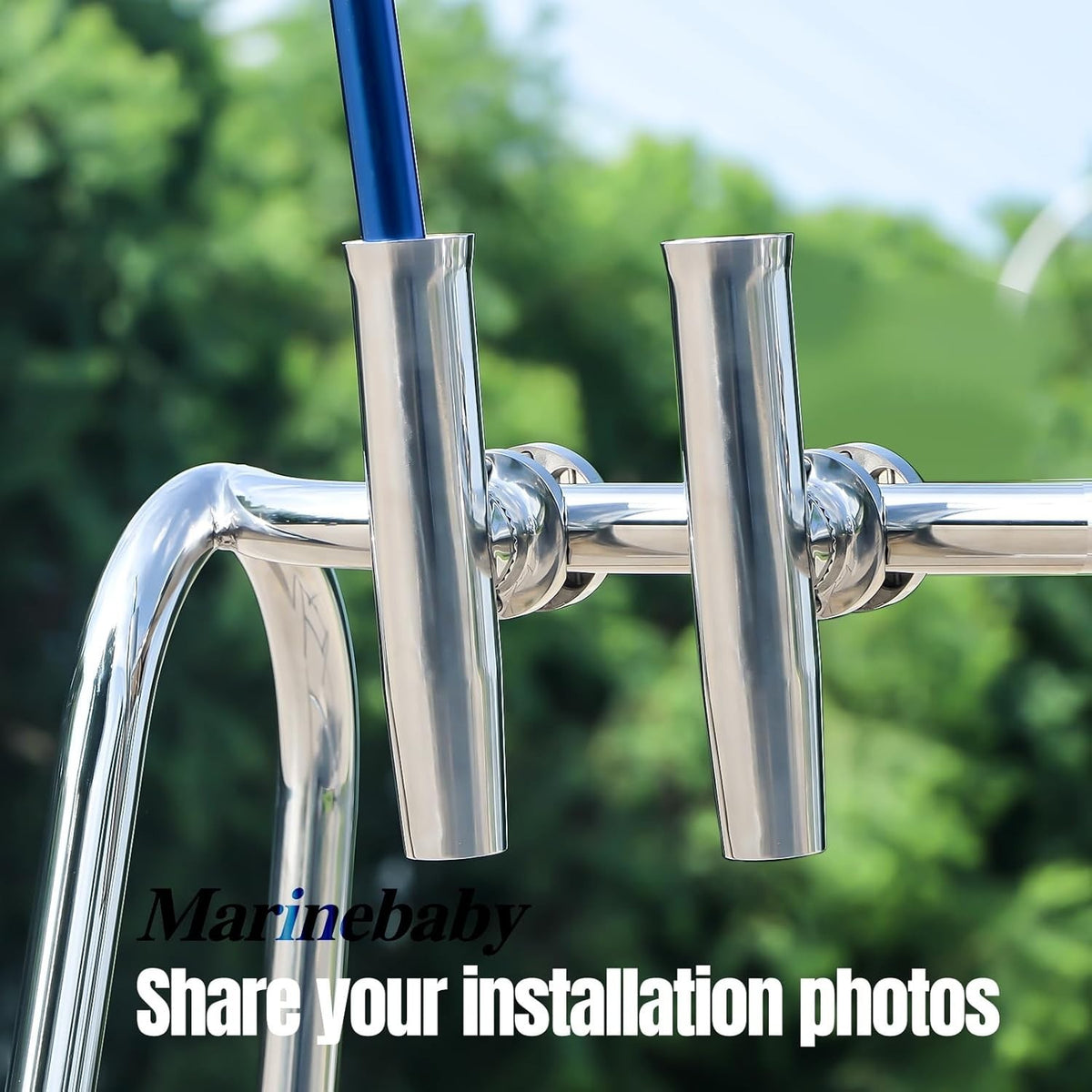Marine Fishing Rod Holder Stainless Steel Clamp-On 1-1/4"-2" Rod Rack