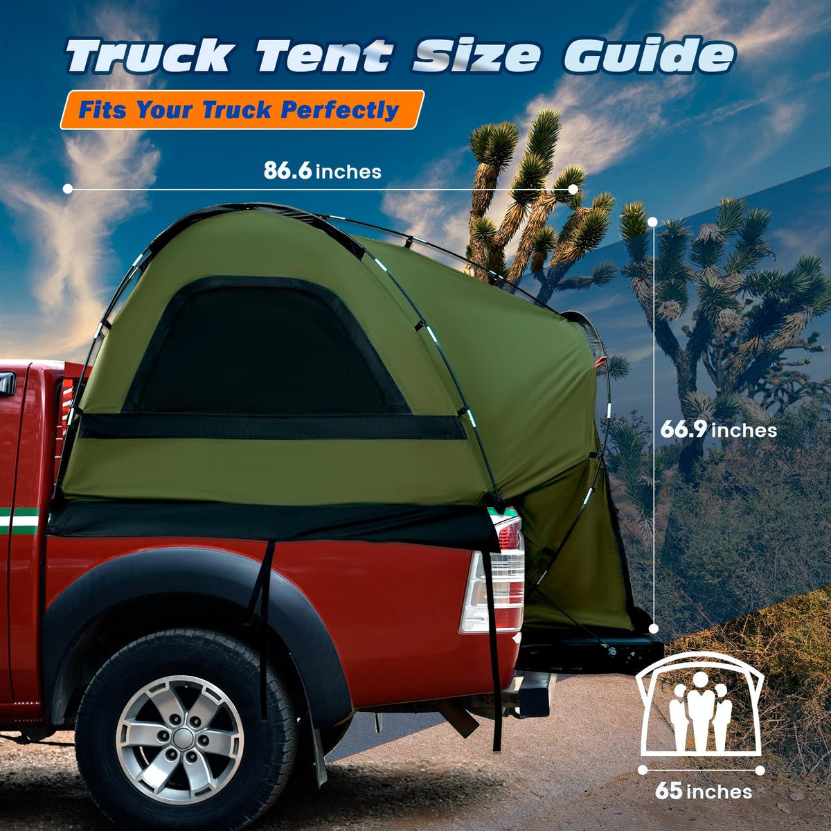 Waterproof Truck Bed Tent for Pickup Trucks 5-5.4 ft Camping Gear