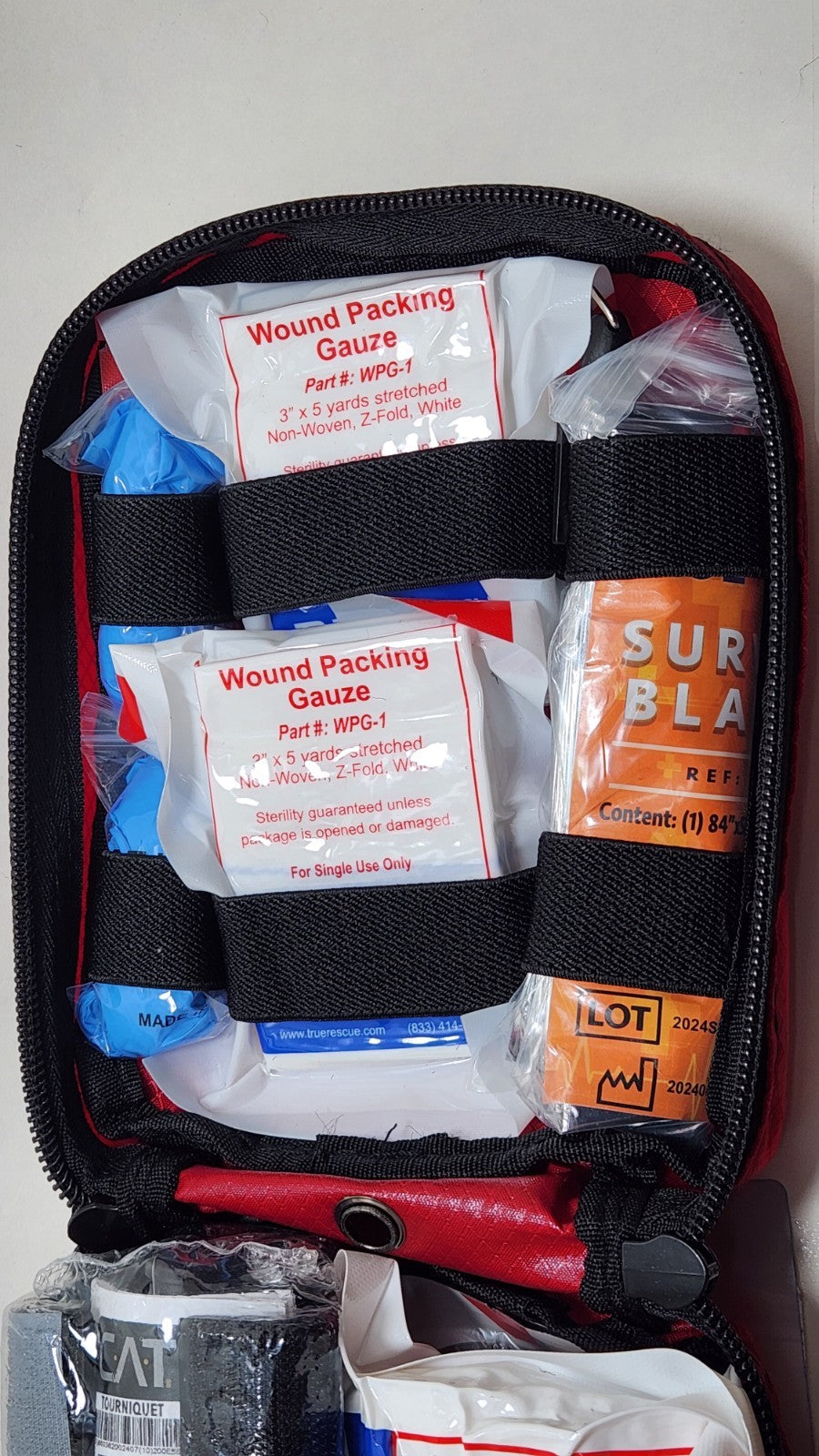 Bleeding Control Kit with Tourniquet for Emergency First Aid - Red Pouch