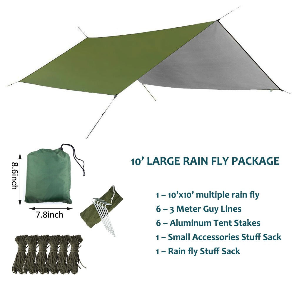 Camping Hammock with Mosquito Net, Rainfly, Under Quilt & Tarp Set