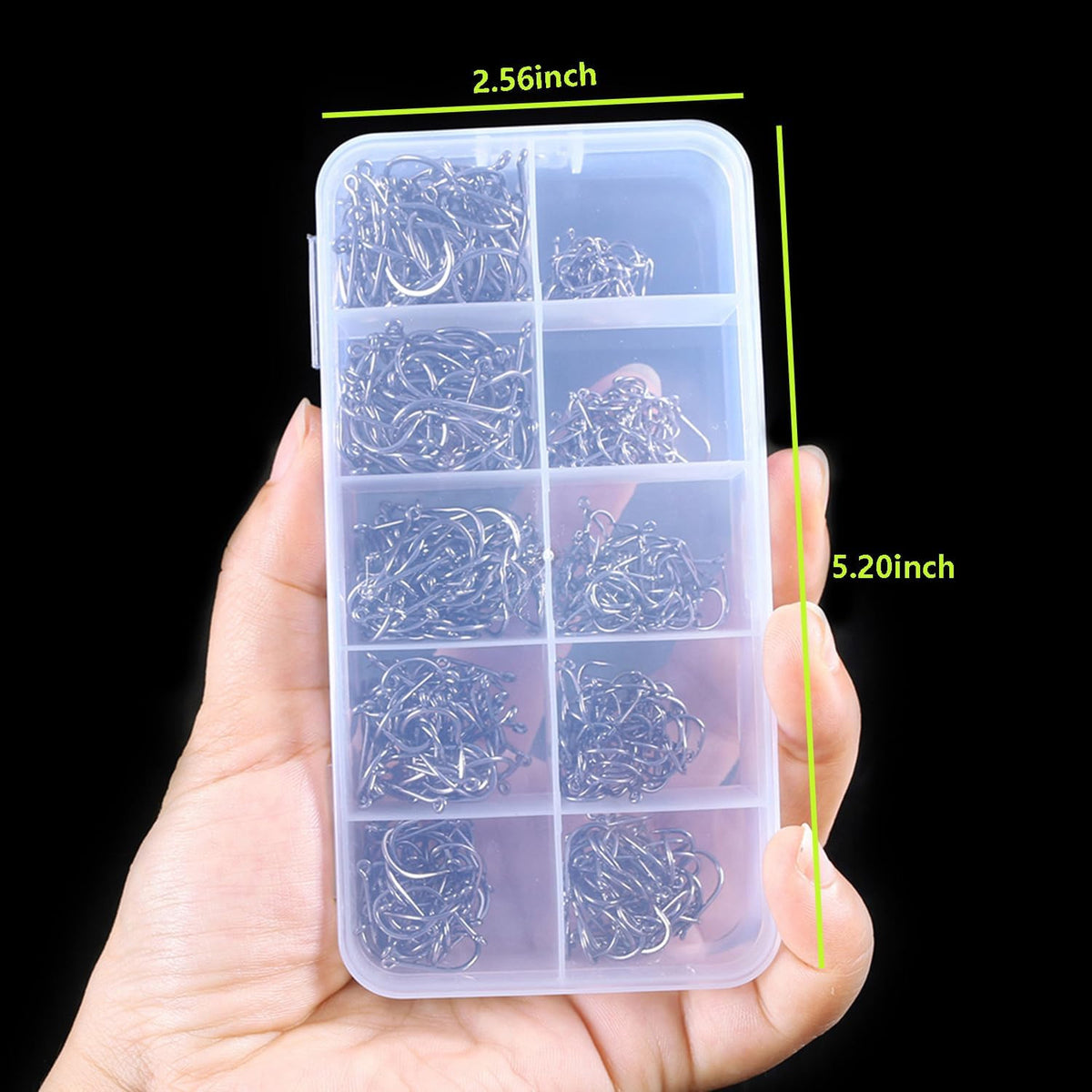 Small Trout Fishing Hooks Set - 10 Sizes, High Carbon Steel, 300-1000pcs