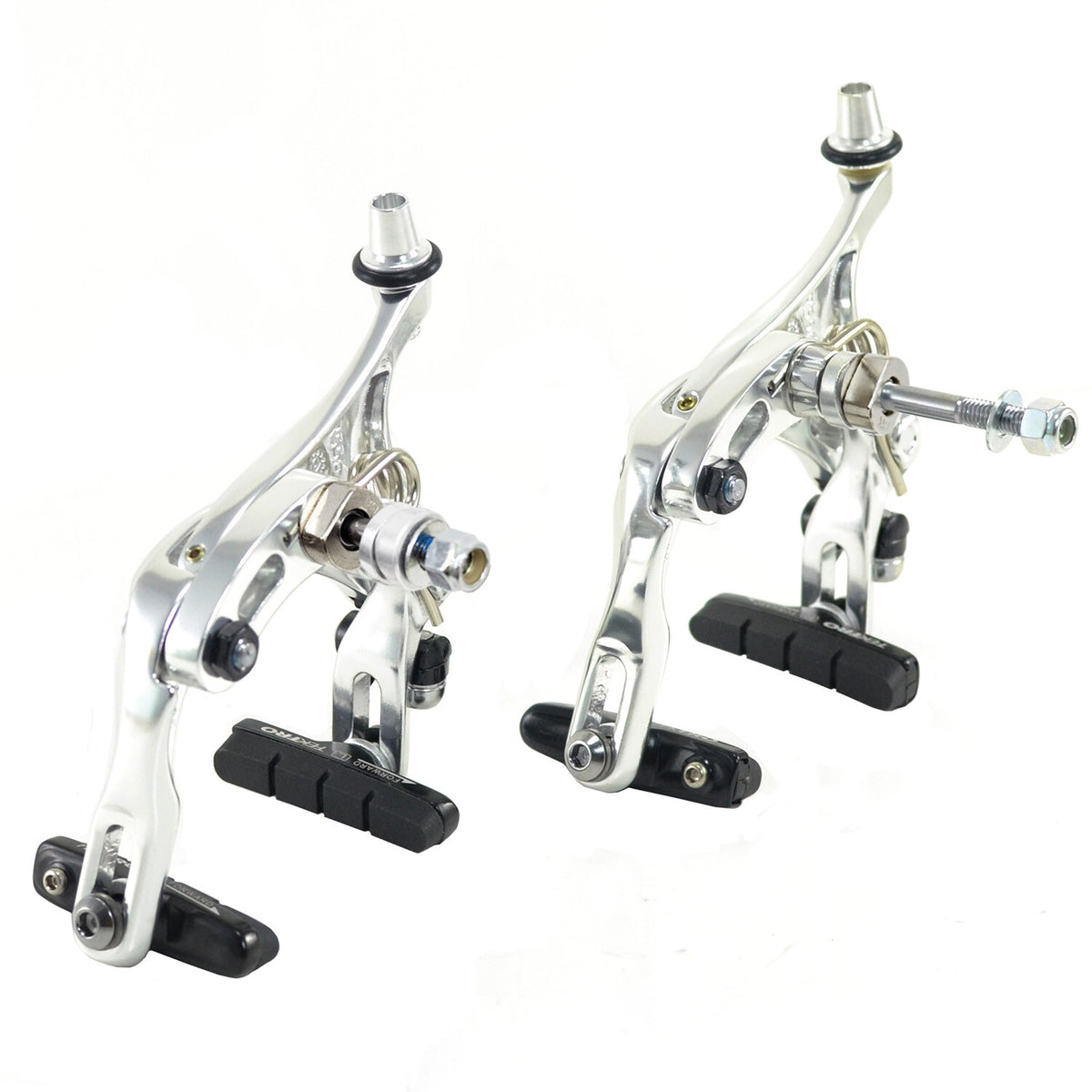 Long Reach Caliper Brake Set 53-73mm Nutted Mount Silver for Bicycle