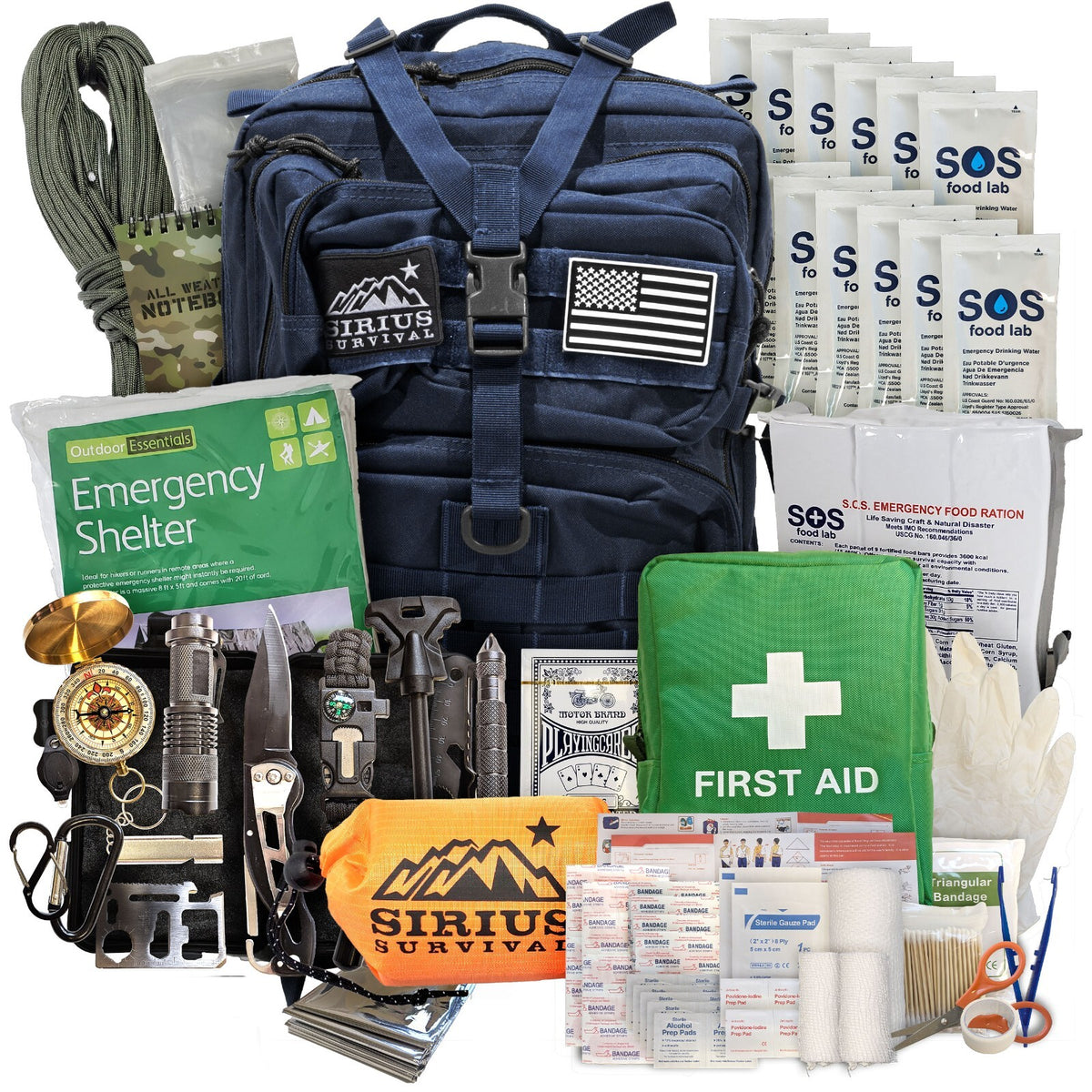 Emergency Survival Bug Out Bag Kit for 1-2 People with Backpack