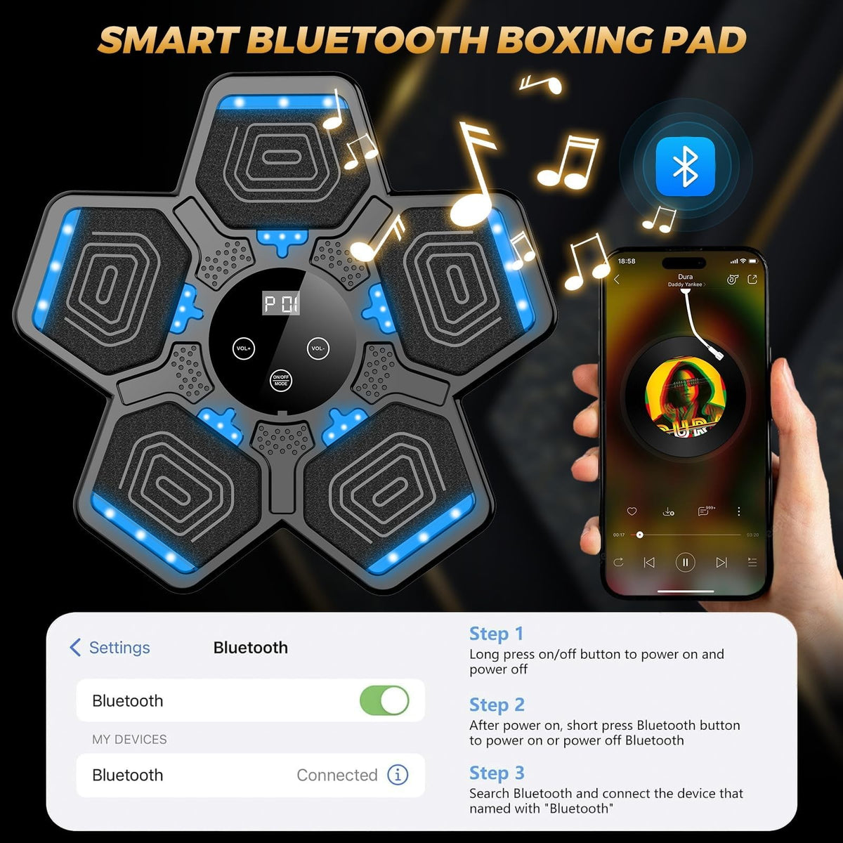 Smart Boxing Machine for Home Gym with Punching Pad, Gloves & Bluetooth