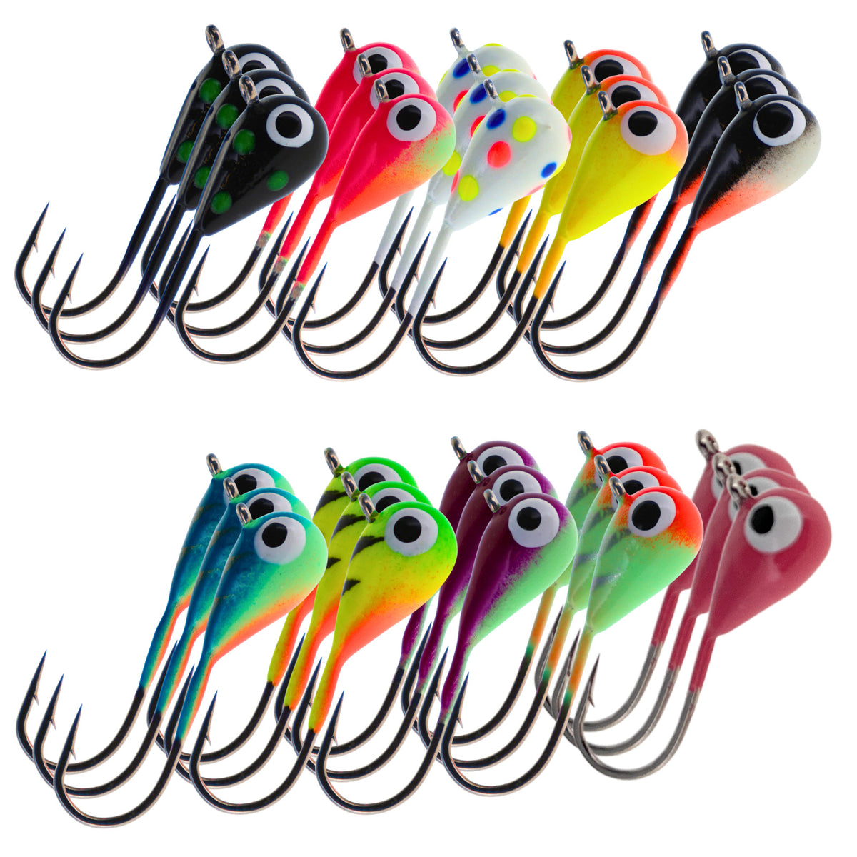 Ice Fishing Jigs Tungsten Lures for Panfish Crappie Perch Glow-Effect