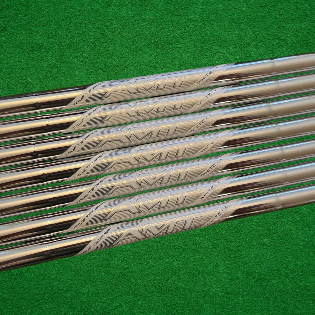 Golf Iron Shafts - True Temper AMT Tour White .355 Taper Tip Set for Precision Control