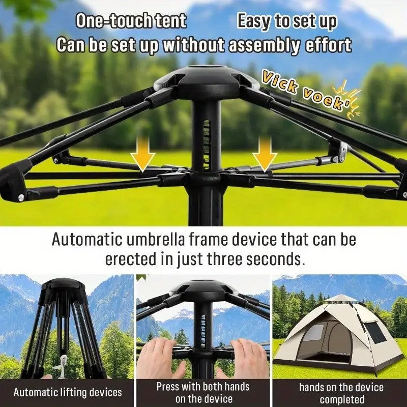 2-3 Person Waterproof Pop Up Tent - Instant Family Camping & Hiking Shelter