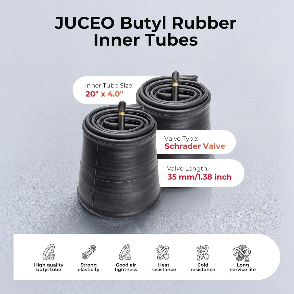 Fat Bike Inner Tubes 20x4.0 with Tire Levers - Heavy Duty, Puncture Resistant
